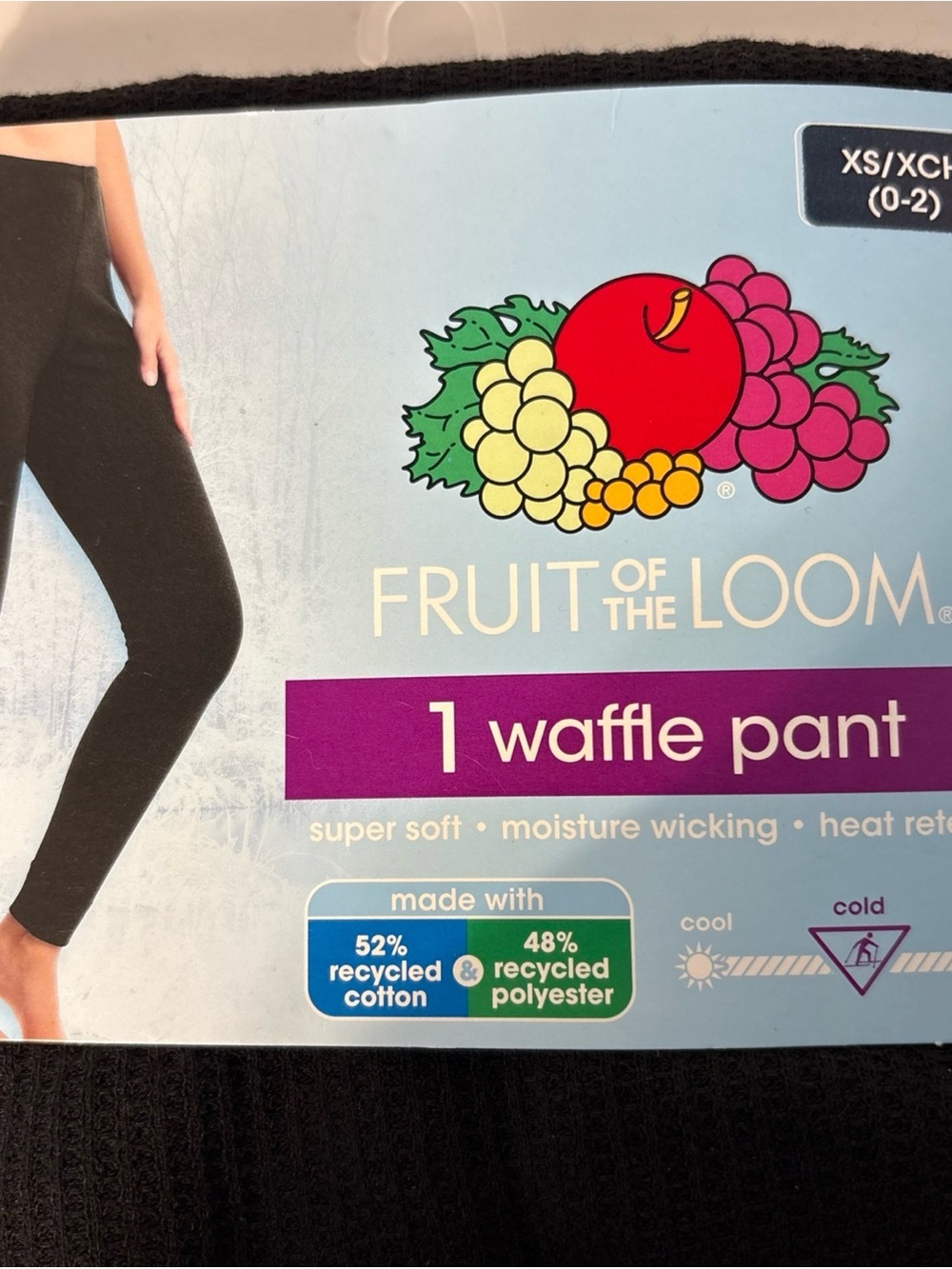 Fruit of the Loom 2 Black Waffle Crew Long Sleeve Tops & 1 bottom xs - Picture 6 of 8